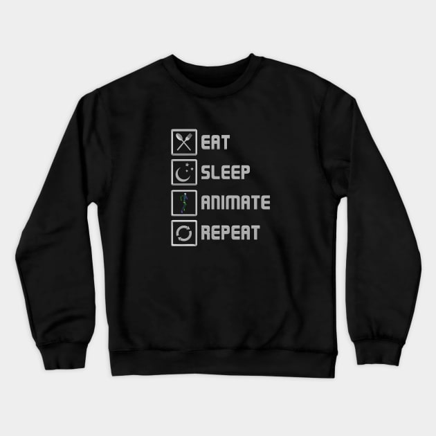 Eat Sleep Animate Repeat Crewneck Sweatshirt by CCDesign